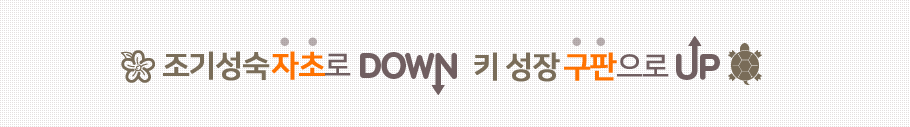 조기성숙 자초로 DOWN 키 성장 구판으로 UP